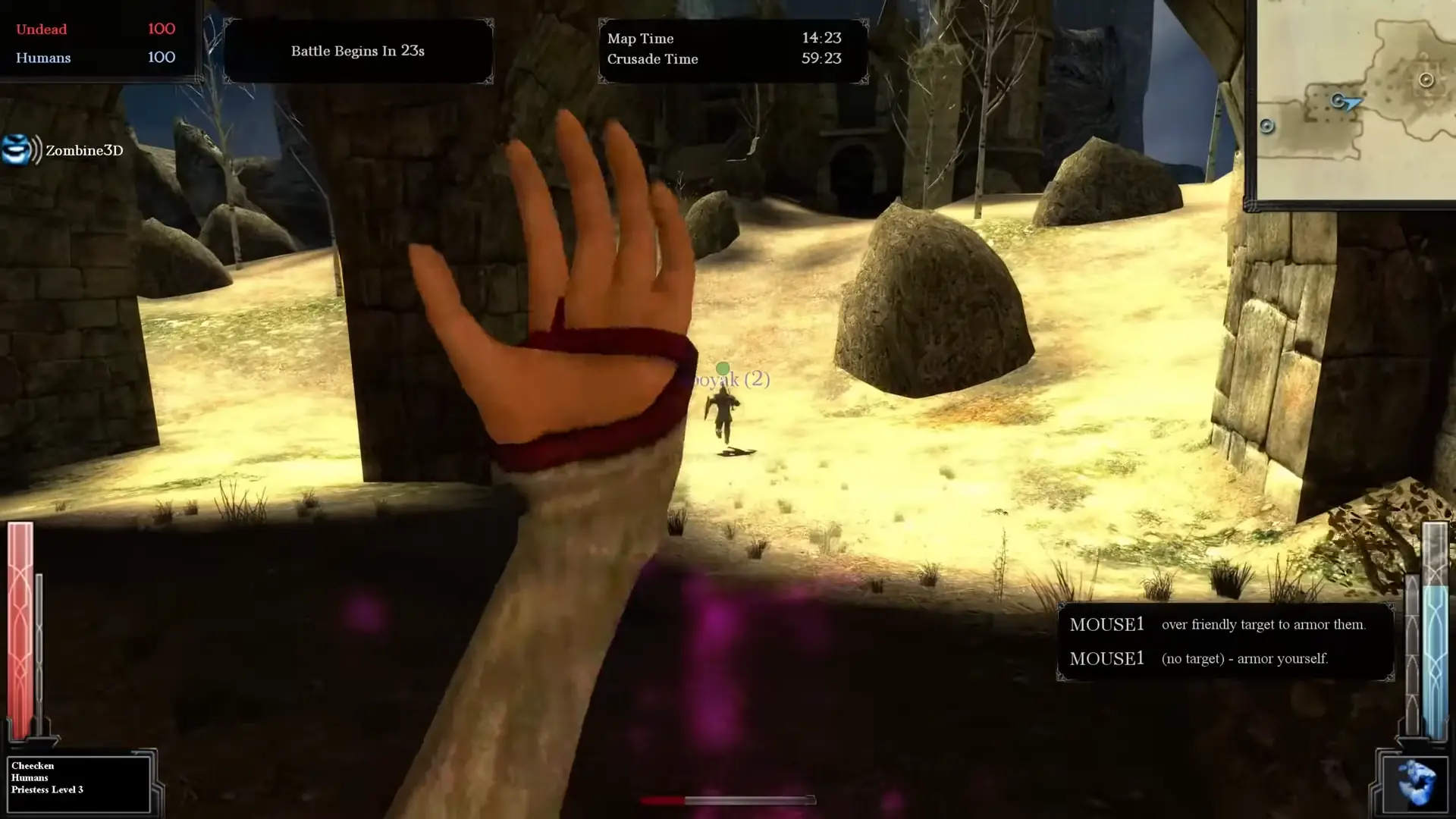 a priestess casting magical spells