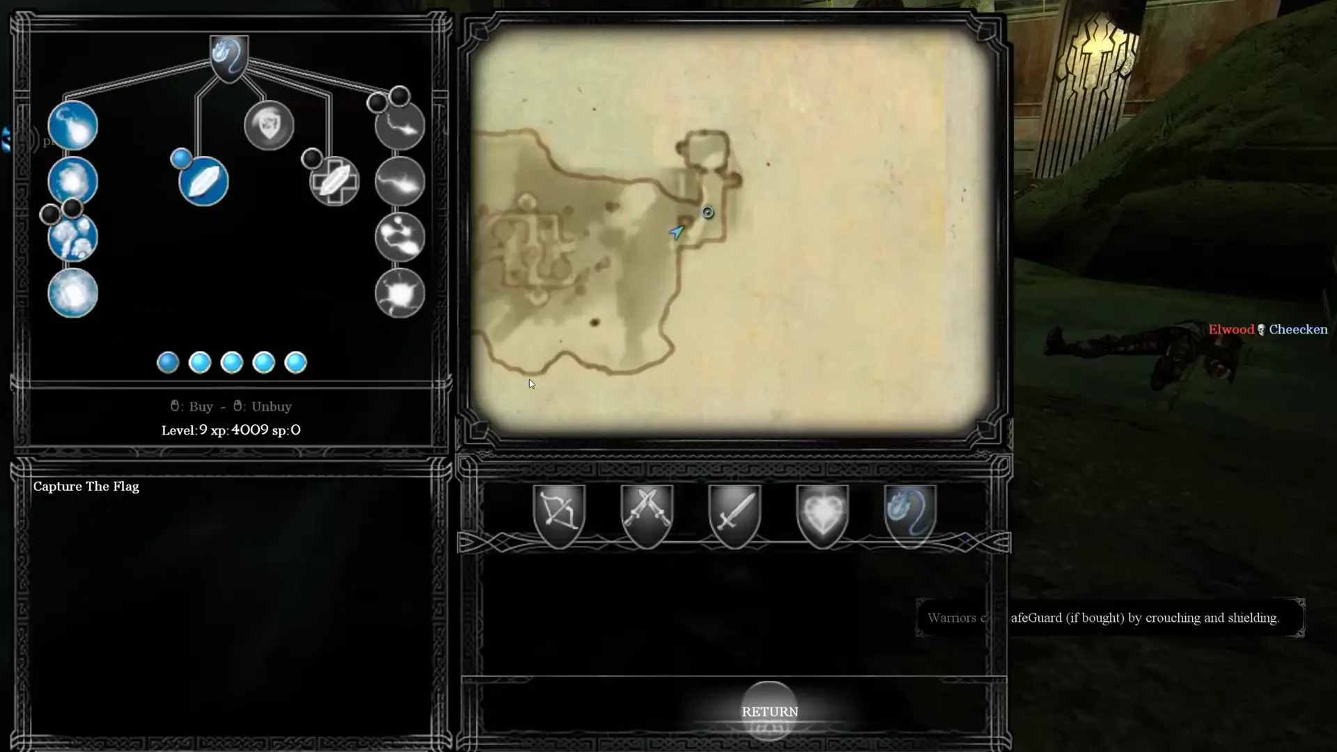 Assigning skill points in the menu