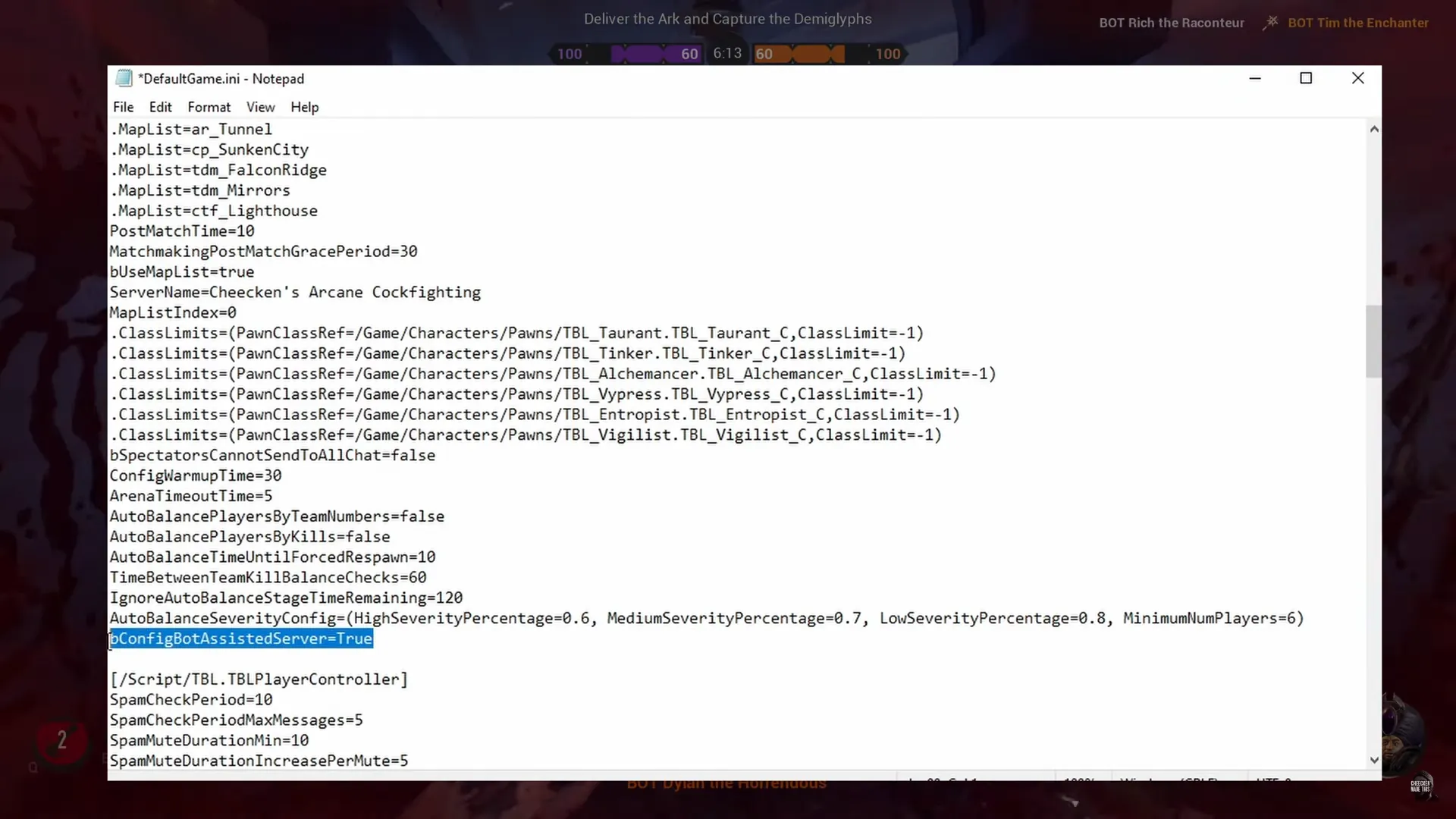 configuring bot assisted games