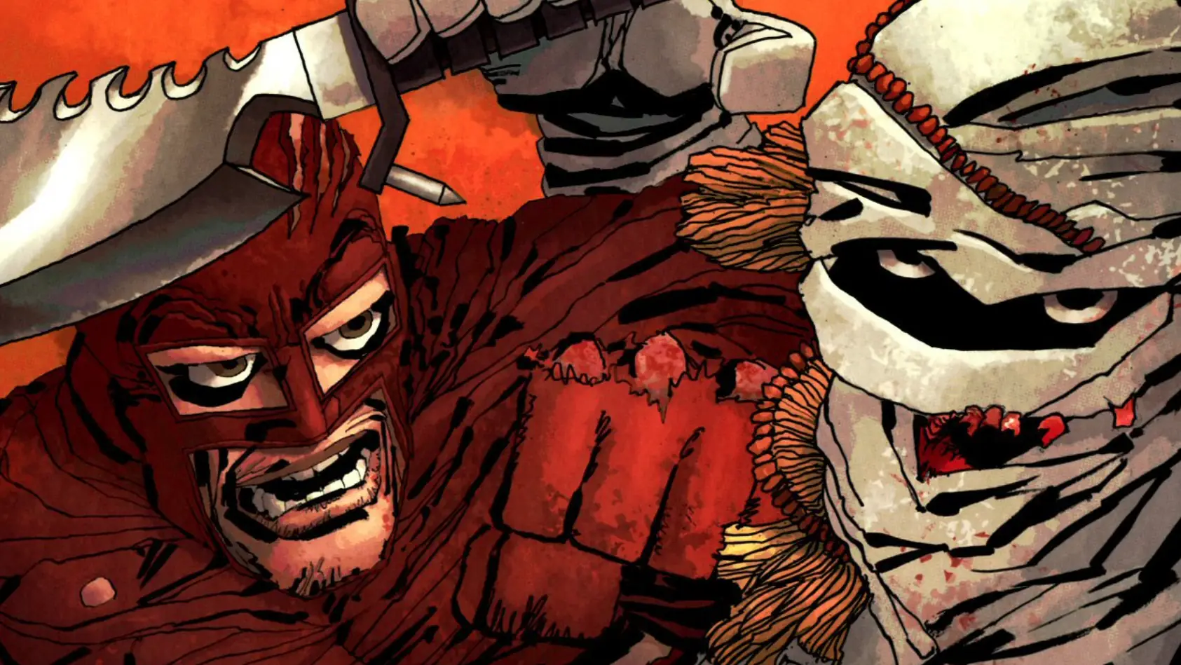 'The Fixer' punches out a terrorist. Cover image of Holy Terror
