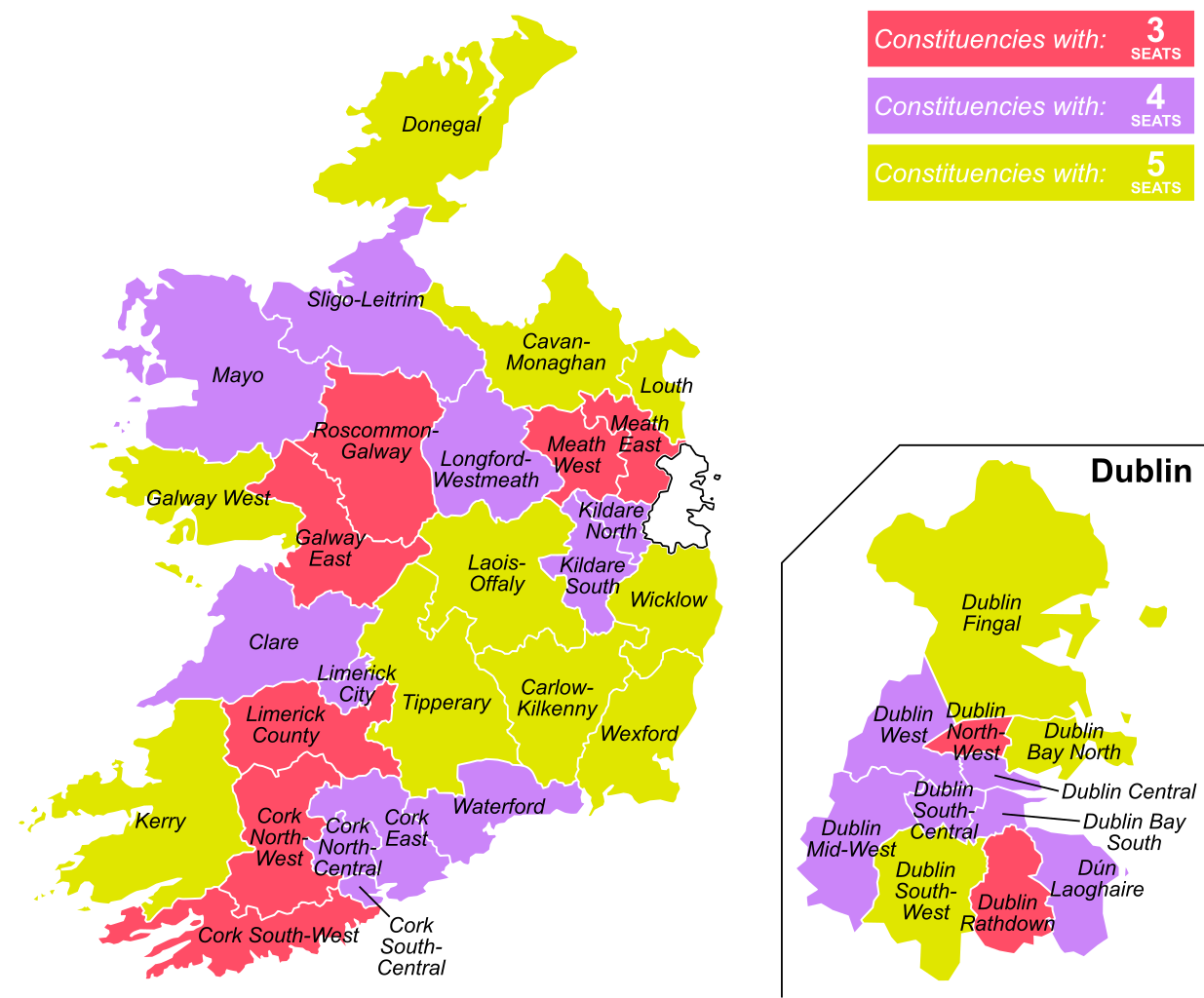 Image: A map of Irish constituencies