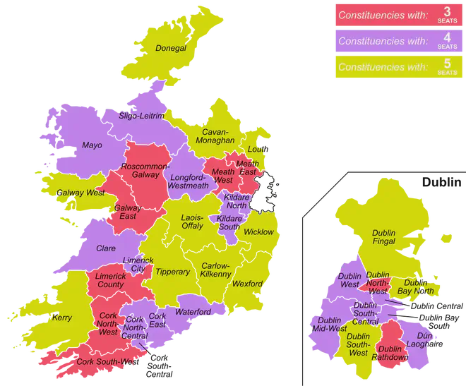 A map of Irish constituencies