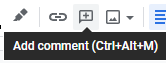 Image: A screenshot showing the add comment icon on Google Docs.