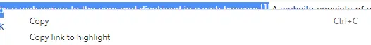 Image: A screenshot showing the copy to highlight option in the Vivaldi browser.