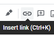 Image: A screenshot showing the hyperlink icon on Google Docs.