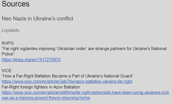 Image: An example of how a source is formatted, taken from the Ukraine Narratives script.