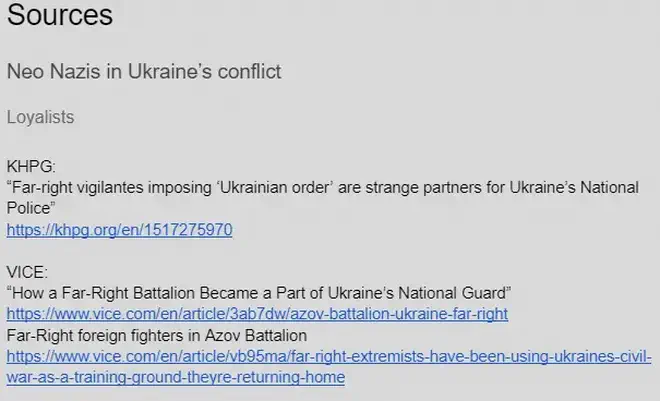 An example of how a source is formatted, taken from the Ukraine Narratives script.