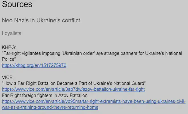 An example of how a source is formatted, taken from the Ukraine Narratives script.