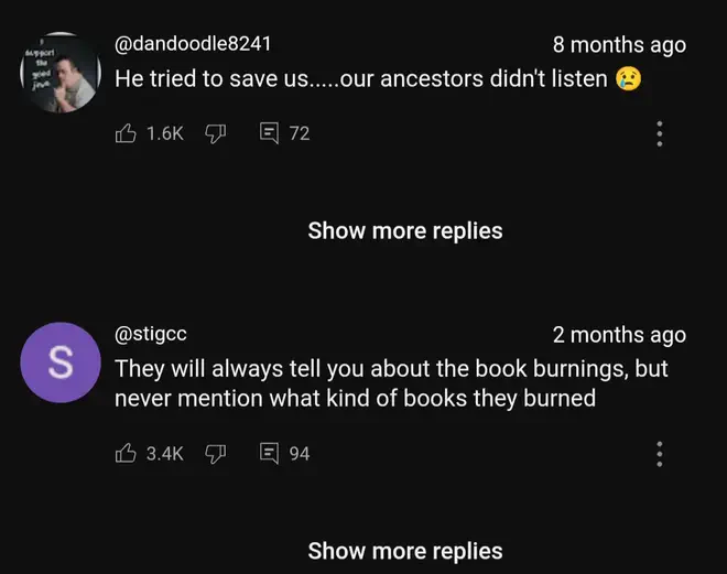 A screenshot featuring the comments mentioned above.