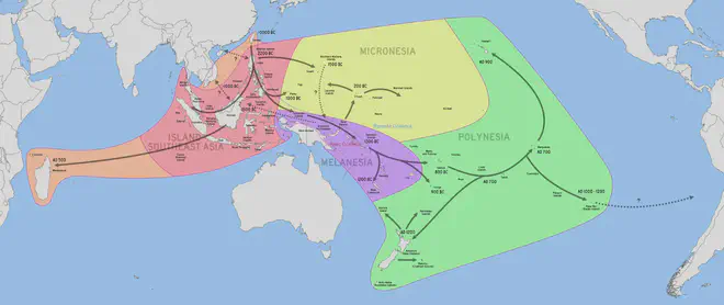 An image showcasing historic migration across Oceania.