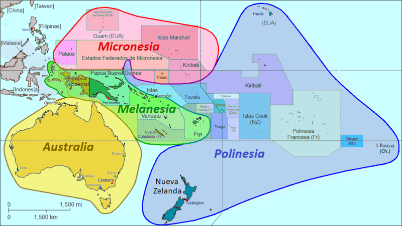 Image: A map showing the cultural boundaries of the 3 Oceanian regions.