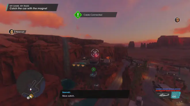 Catching the car mid air with the magnet