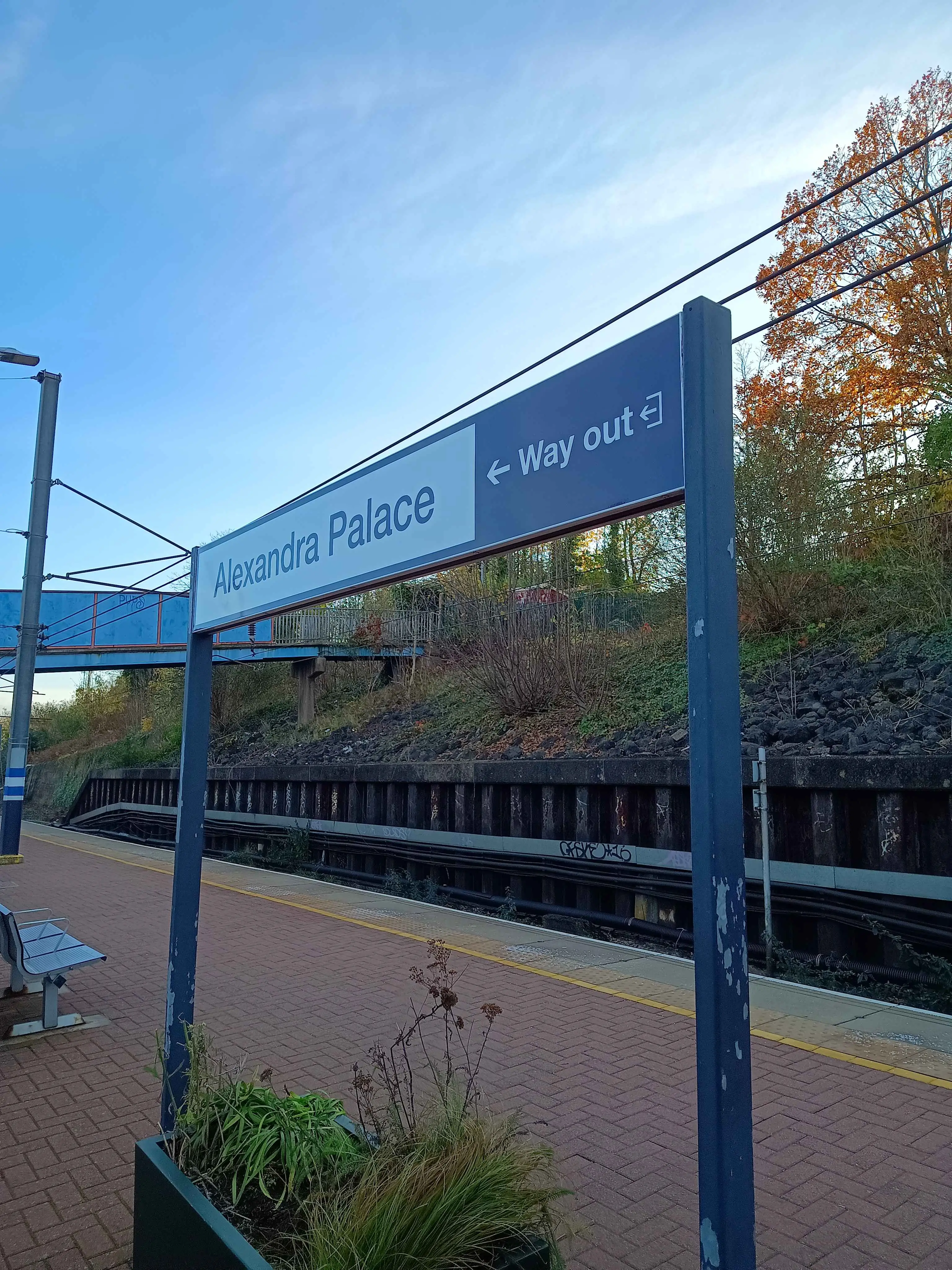 Checking out Alexandra Palace station, out in the open and with greenery.