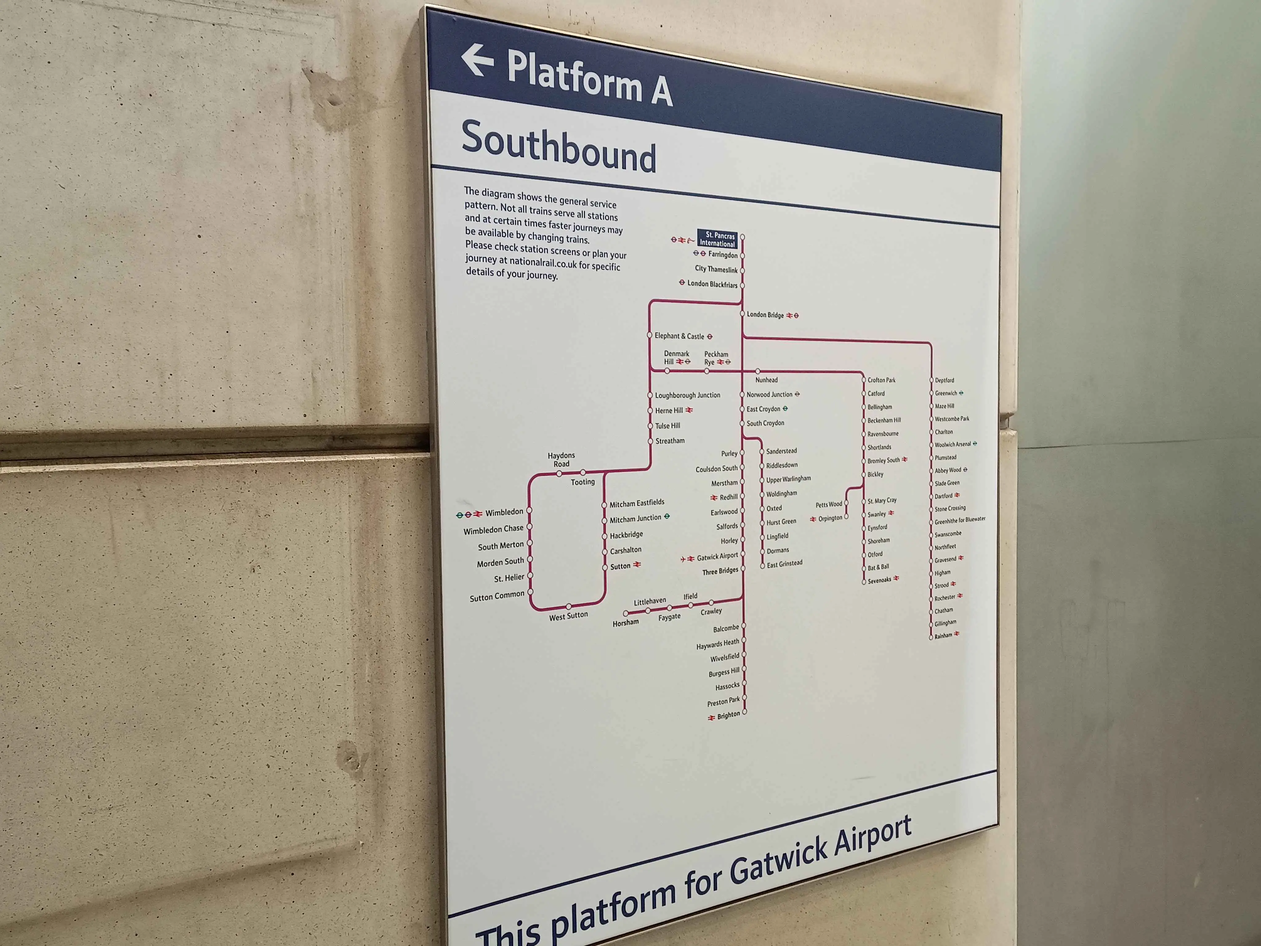 Map of Platform A Southbound.