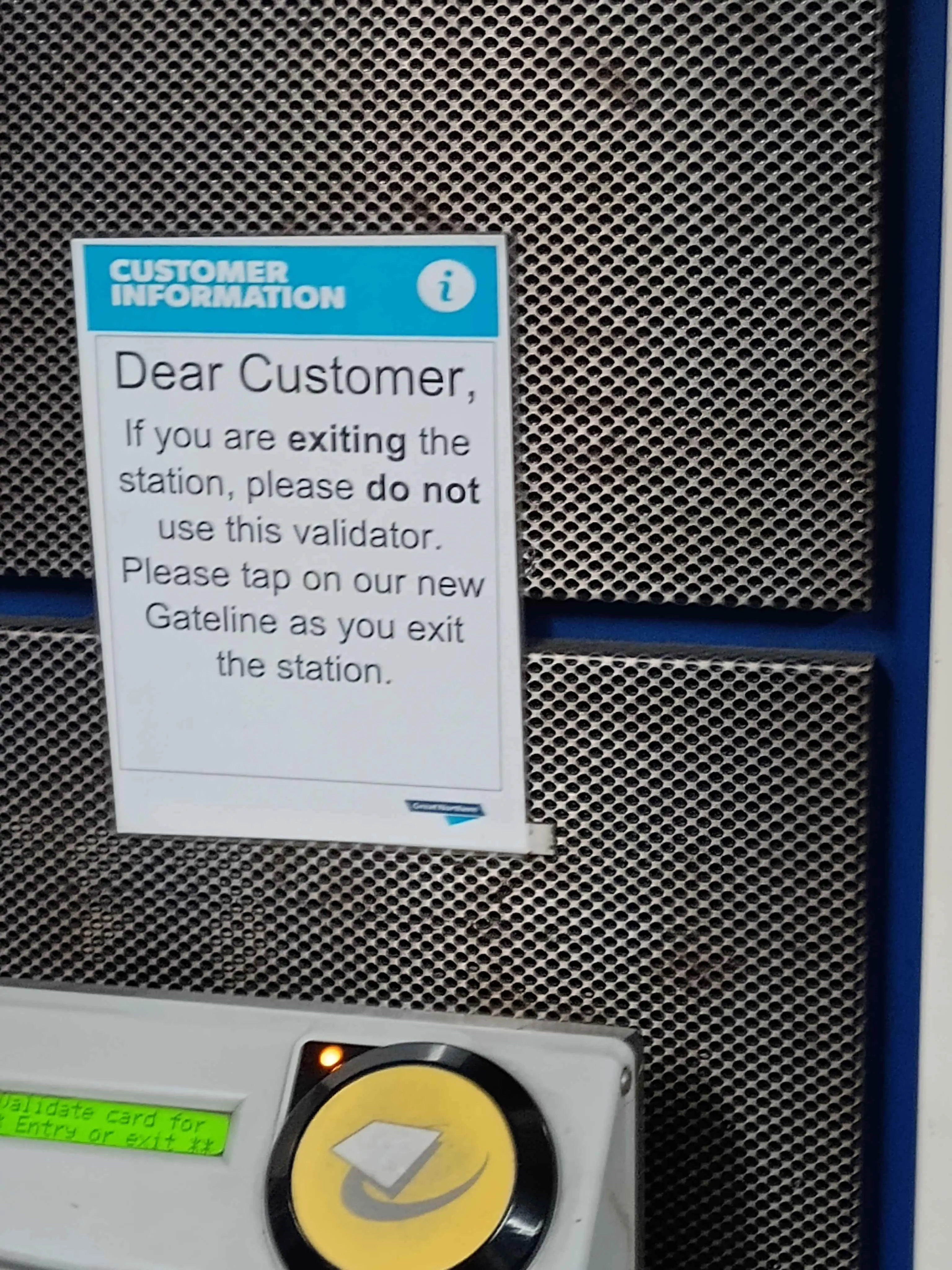 Notice for Oyster Card users.