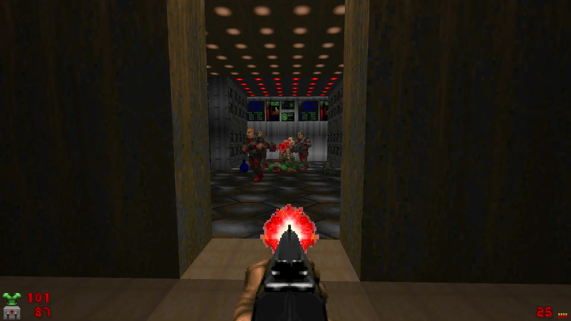 Fragging demons in DOOM.