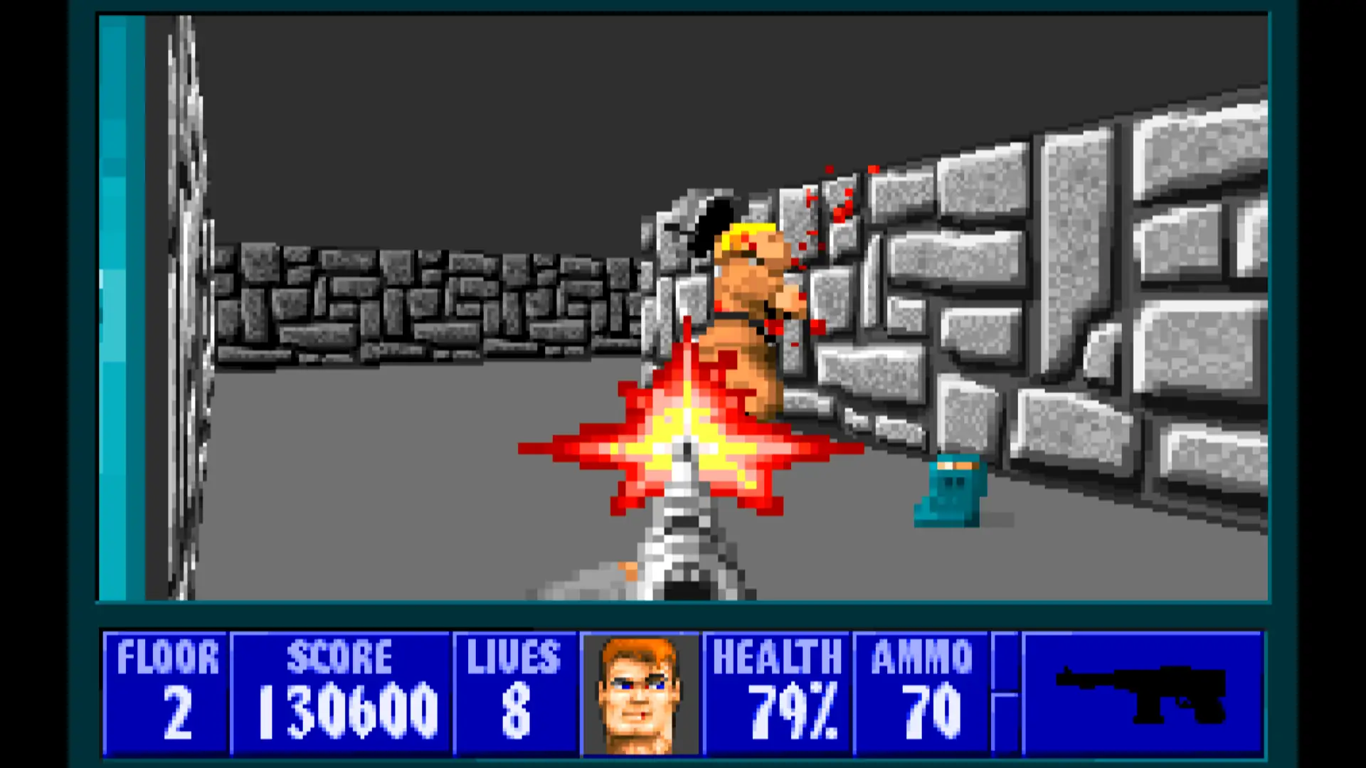 Wolfenstein 3D fragging a Nazi.