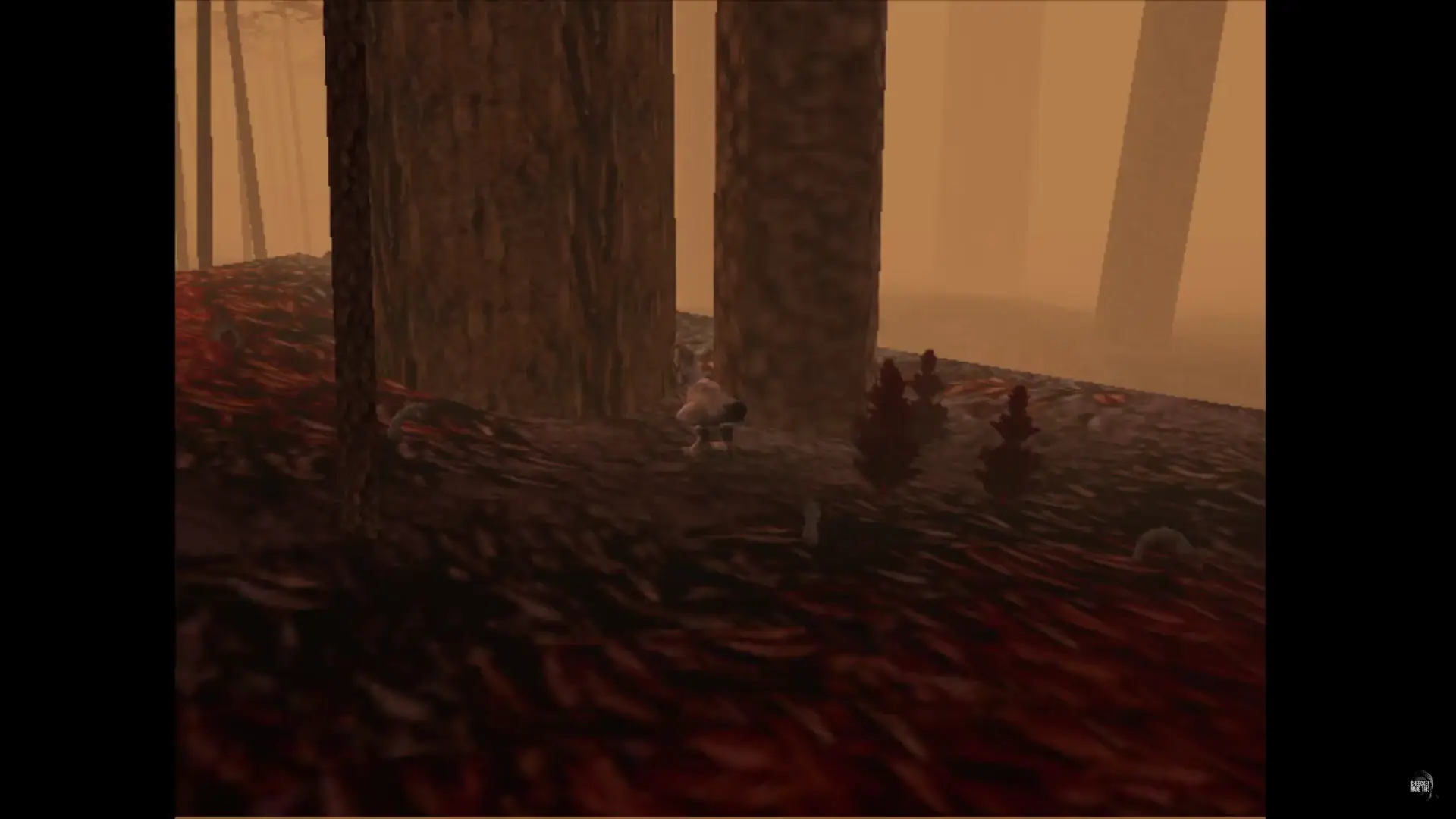 a chomp is feasting in the middle of the woods while the anklebiter worms make an ambush