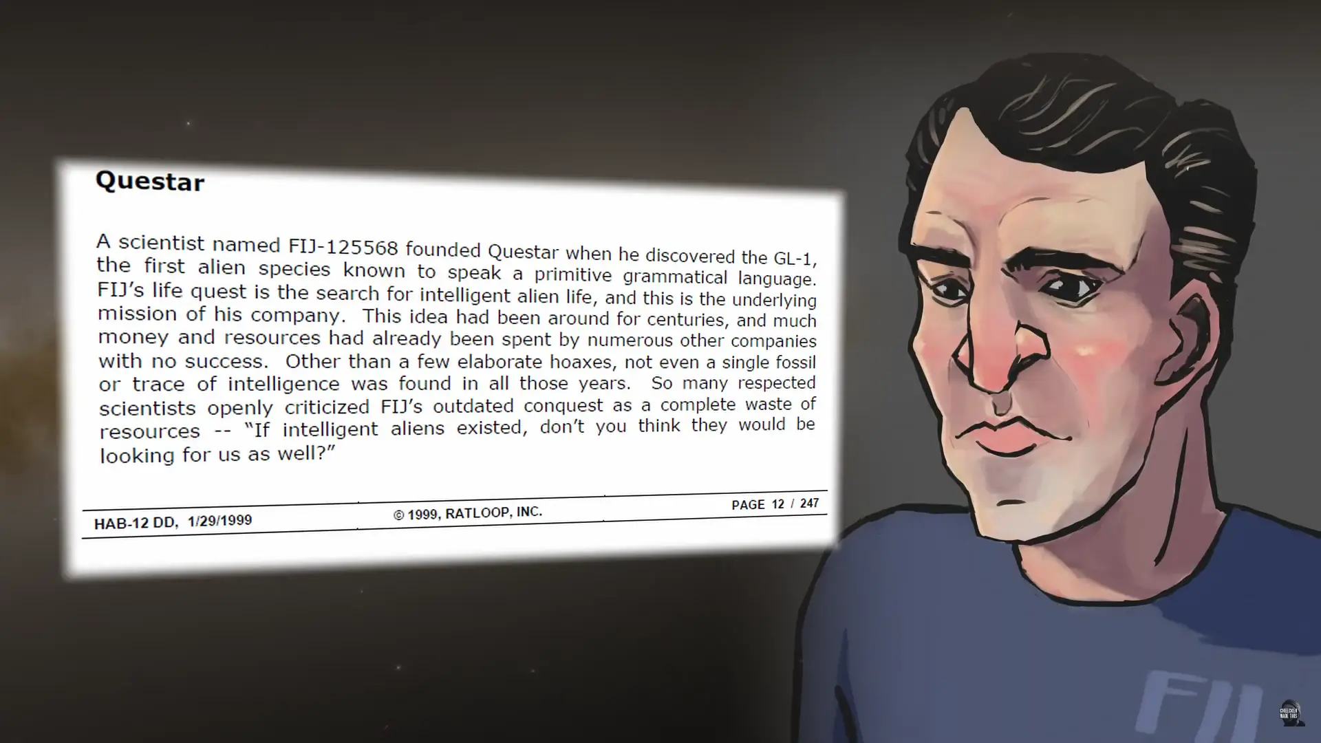 more excerpts from the game design documents accompanied with spacey visuals